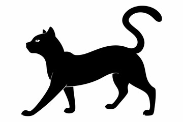 
Cat silhouette, black silhouette cat stretching full body, cat silhouette icon
