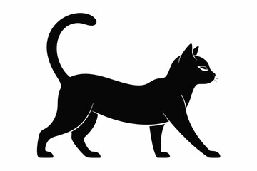 
Cat silhouette, black silhouette cat stretching full body, cat silhouette icon

