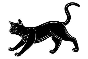 
Cat silhouette, black silhouette cat stretching full body, cat silhouette icon
