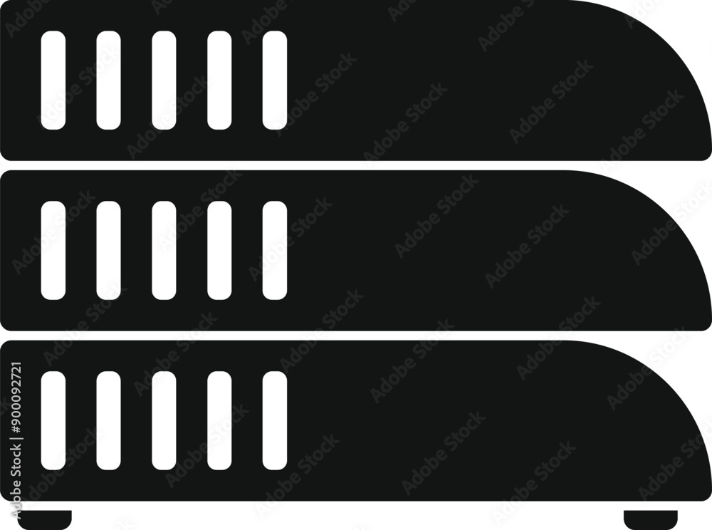 Poster black server rack icon representing data storage and processing capabilities