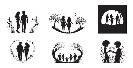 Happy Friendship Day silhouette vector with white Background.