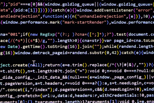 Web development code: CSS/SASS styles preprocessor script lines. Abstract screen of web developer