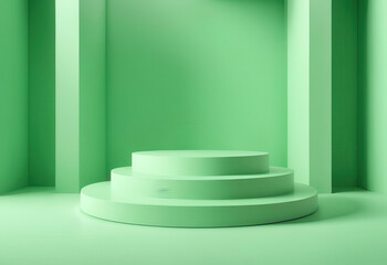 Fototapeta premium podium on a green background