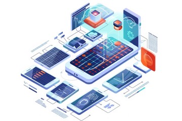 Conceptual Technology Flat Illustration created with Generative AI