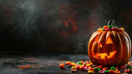 Naklejka premium cute pumpkin halloween concept
