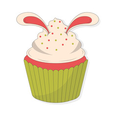 Cute Easter Element Isolated on White Background. For Decoration Greeting Card and Poster. Vector Cartoon Illustration