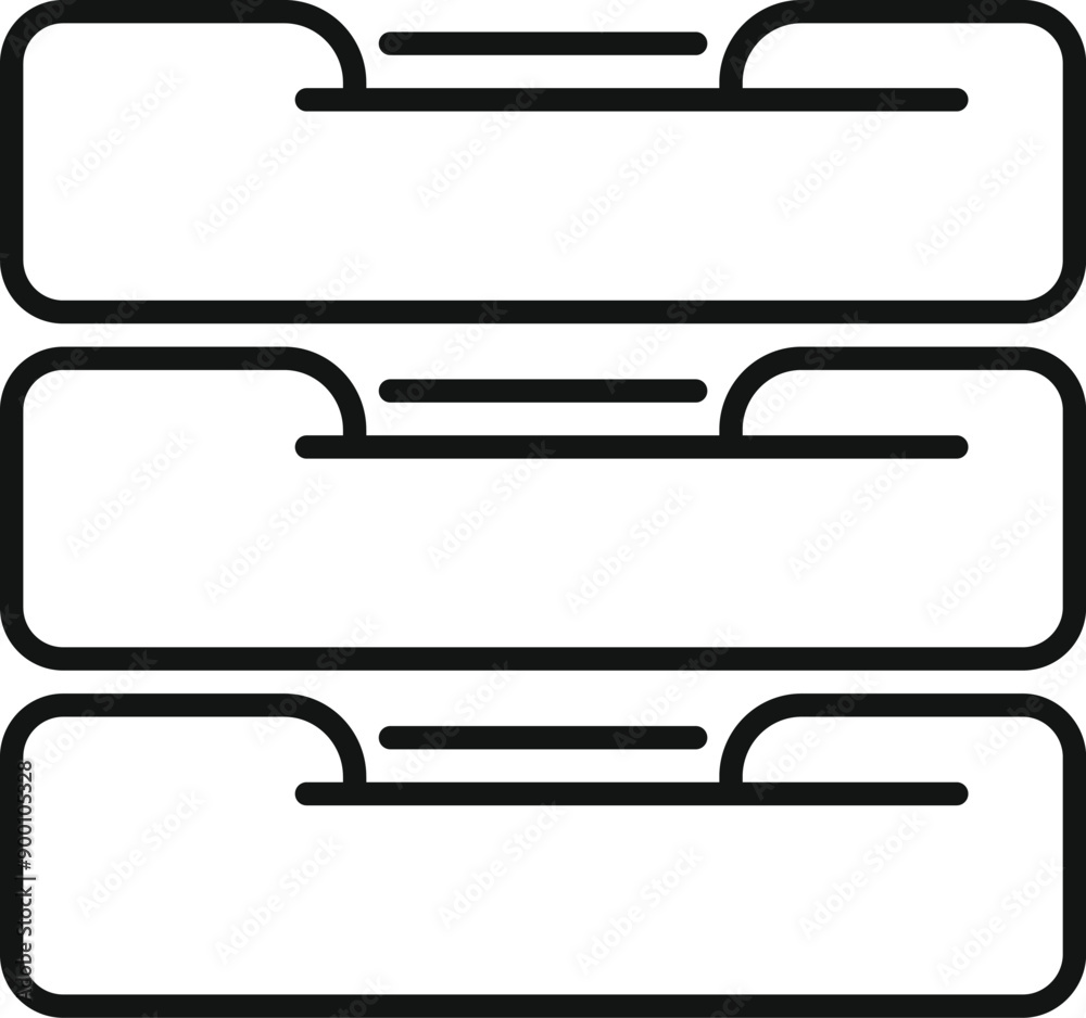 Poster line icon representing a data storage system, symbolizing organization and archiving of files