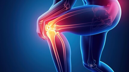Knee joint pain, Medical concept