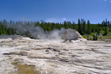 Giant Geyser in the Upper Geyser Basin of Yellowstone National Park in the United States