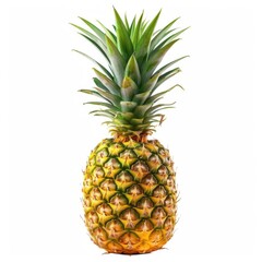 Photo of a pineapple on a white background. The pineapple is ripe and juicy, with a sweet and tangy flavor.