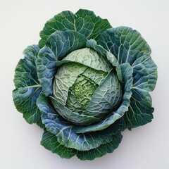 Fototapeta premium a green cabbage head on a white surface