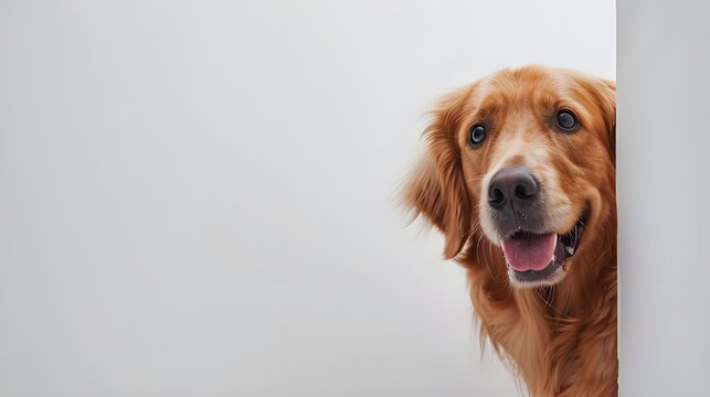 Golden Retriever Peeking Around Corner