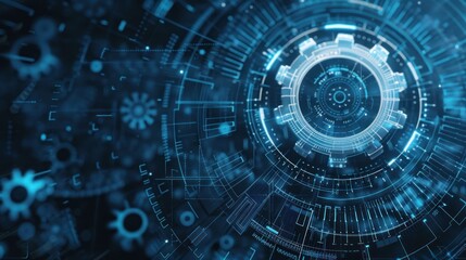 Fototapeta premium Gear setting technology background, technician, engineering, software or hardware system