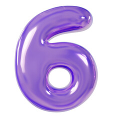 Holographic 3D Render Font Number 6.