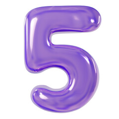 Holographic 3D Render Font Number 5.