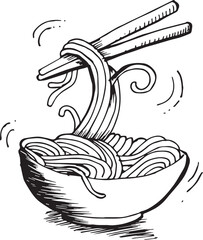 noodle hand drawn sketch vector illustration
