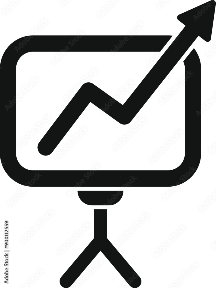 Poster simple icon representing a business flipchart displaying a growing arrow chart