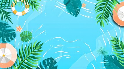Naklejka premium Summer background with pool illustrations for banners, cards, flyers.Summer concept