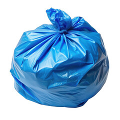 Blue garbage bag top view isolated on transparent background