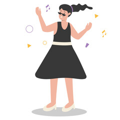 Flat Illustration of Happy People Dancing. Isolated Vector in Cartoon Design Concept.