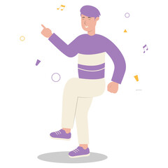 Flat Illustration of Happy People Dancing. Isolated Vector in Cartoon Design Concept.