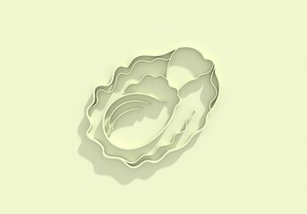 Mussel or oyster in a shell icon. Delicious seafood, element of menu decoration. Shellfish delicacy silhouette in minimalist style. Fish market, poster design template. 3D render