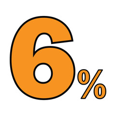 6 percent orange and black white background 