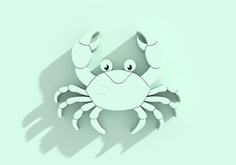 Crab icon. Seafood shop emblem, signboard, restaurant menu, fish market, banner, poster design template. Fresh seafood or shellfish product. 3D render