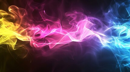 Dynamic Flame Effect Background in Magenta, Cyan, and Yellow Hues, Creating a Vibrant and Energetic Visual Display