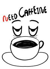 need more coffee black letter quote
