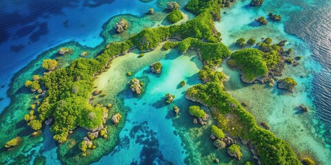 Obraz premium Philippines tropical texture map featuring lush green forests, vibrant coral reefs, and crystal clear waters, Philippines