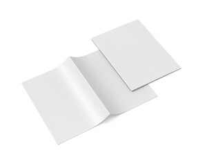 Blank white half fold brochure  template for mock up and presentation design. 3d render illustration.