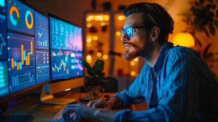 Obraz premium A marketer designing an online advertisement on a computer