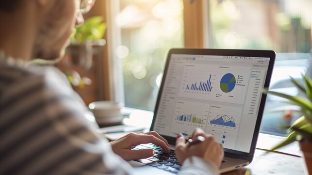 A digital marketer analyzing PPC campaign results on a laptop