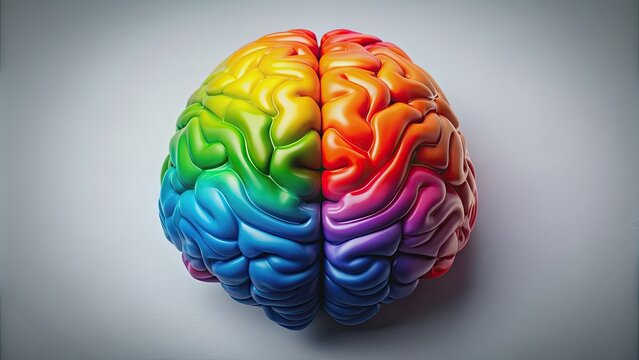 Stylish brain in rainbow colors with comic style design, stylish, brain, rainbow, colors, comic, style, design