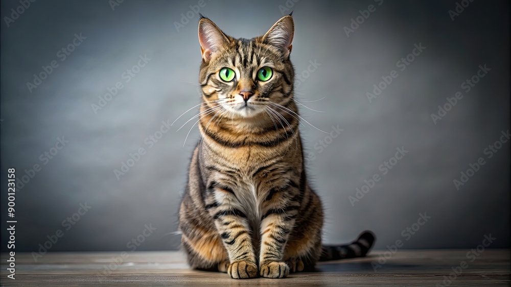 Poster A beautiful cat with striking green eyes sitting gracefully , feline, pet, animal, domestic, cute, portrait, whiskers, fur