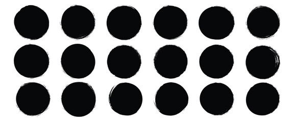 Set of grunge dirty round circle. Grunge dirty. Brush paint vector textures. Sponge circle stamp texture. Hand-drawn ink elements. Grunge stamp dirty artistic design elements