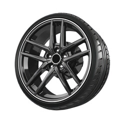 Obraz premium Sleek Black Alloy Wheel with Sporty Design