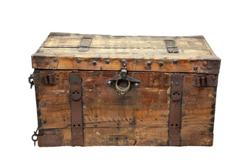 Vintage Wooden Treasure Chest with Metal Straps