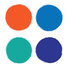 Grunge circle stamp set. Round stamp vector isolated on white background. Colored circle grunge stamp. Grunge badge, seal, ink and stamp design template.