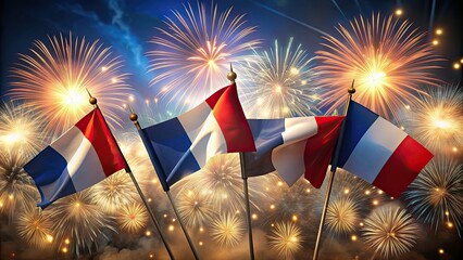 Classy Bastille Day celebration with elegant decor and French flags , Elegant, celebration, Bastille Day, French, flags