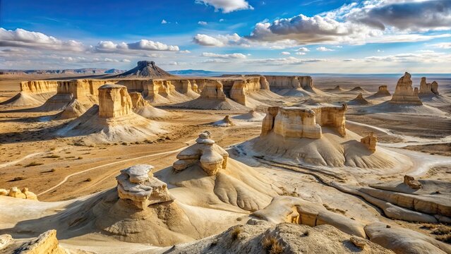 Rocky outliers of the Bozzhira tract in Kazakhstan, Mangystau, Kazakhstan, Mangystau, Bozzhira, rocky, outliers, barren