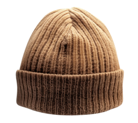 Brown winter hat isolated on transparent background