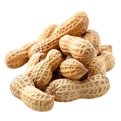 Raw Peanuts in a Pile on White Background