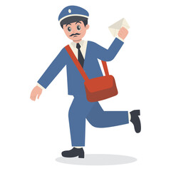 Cute Cartoon Postman Character Illustration on White Background.