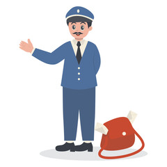 Cute Cartoon Postman Character Illustration on White Background.