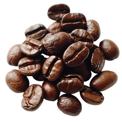 Fresh Coffee Beans Pile on White Background