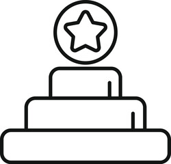 Line drawing of a star shining over an empty podium representing the concept of success