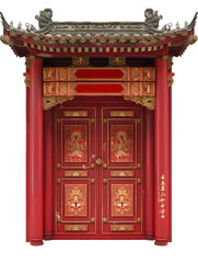 Fototapeta premium Ornate Red Asian Temple Entrance