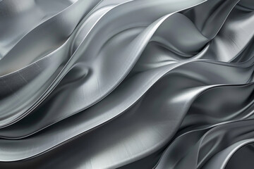 Obraz premium Silver metallic wavy fluidlike surface with smooth undulations